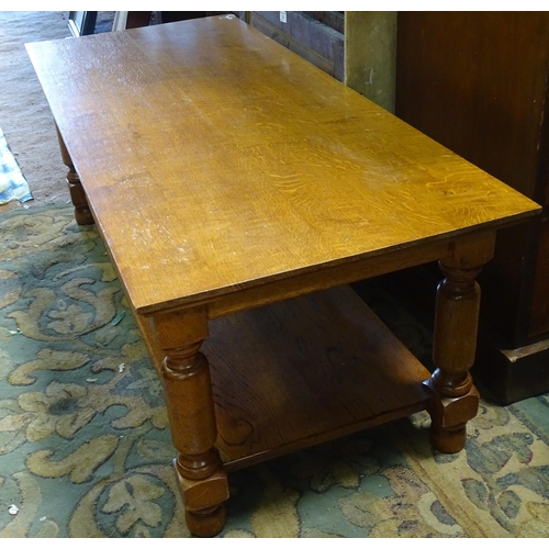 159 - A rectangular oak two-tier cantilever table