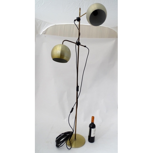 164 - Vintage Retro : A Danish twin standard light with aluminium spherical shades.