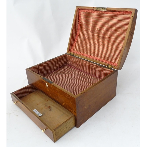 184 - A 19thC mahogany work box with a dome top