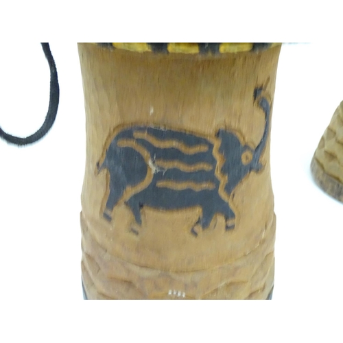 210 - A pair of African bongo drums