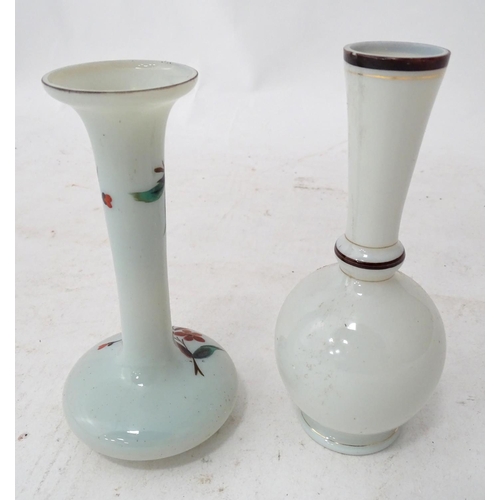 237 - 2 opaque glass vases with floral decoration