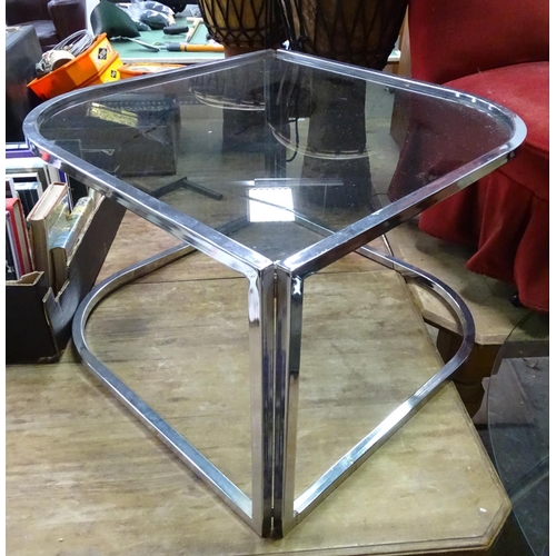 250 - A retro chrome and glass occasional table