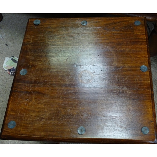 277 - An Indian hardwood and iron coffee table, together with a matching occasional table