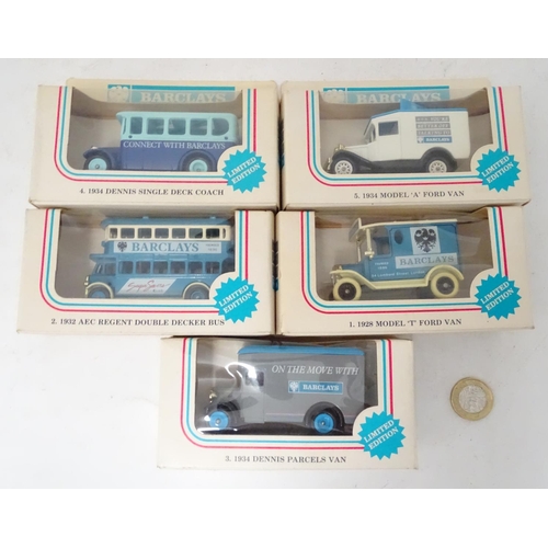 293 - A quantity of boxed limited edition Lledo promotional vehicles for Barclays Bank, to include '1. 192... 