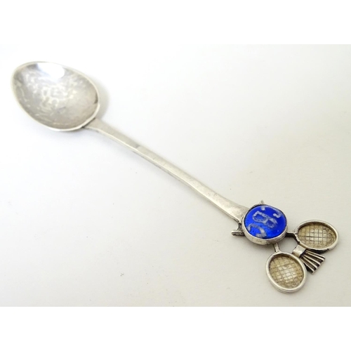 304 - Badminton Interest: A silver teaspoon with crossed badminton racquets and shuttlecock to handle hall... 