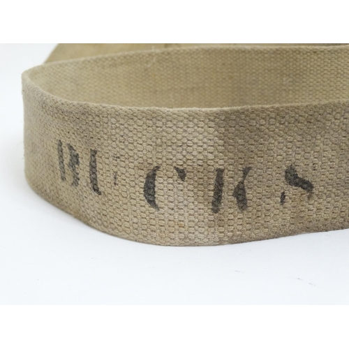 313 - Militaria : A British WWII / World War 2 webbing belt, stamped ' BUCKS CD AMB ' (Buckinghamshire Civ... 