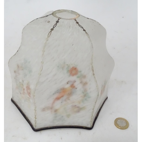 318 - A glass light shade with floral decoration