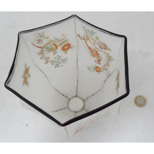 318 - A glass light shade with floral decoration