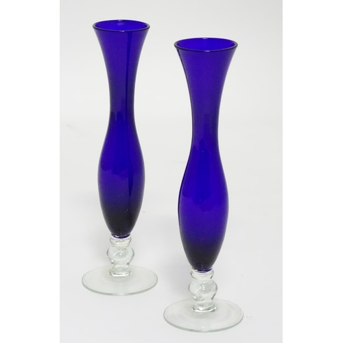 320 - A pair of 19thC blue bud vases