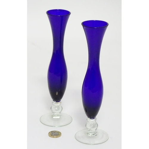 320 - A pair of 19thC blue bud vases