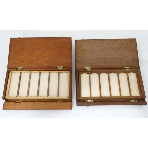 326 - Two 19thC wooden microscope slide boxes