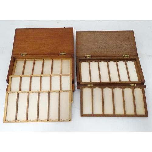 326 - Two 19thC wooden microscope slide boxes