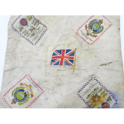 332 - 2 silk handkerchiefs with applied military silk cigarettes cards for The Dorsetshire Regiment, The Q... 