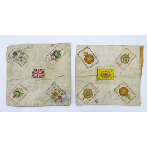 332 - 2 silk handkerchiefs with applied military silk cigarettes cards for The Dorsetshire Regiment, The Q... 