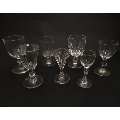 335 - Glass - 7 assorted small pedestal glasses, the tallest  4 3/4'' high