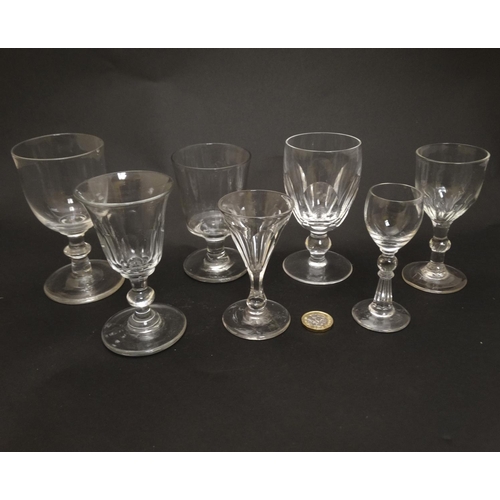 335 - Glass - 7 assorted small pedestal glasses, the tallest  4 3/4'' high