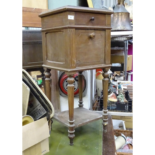 34 - An Edwardian pot cupboard / bedside cabinet with slate top, single drawer and metal lined cupboard