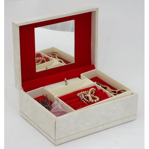 348 - A jewellery box together with a quantity of costume jewellery