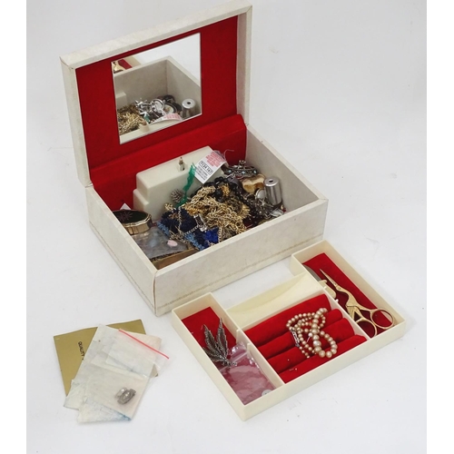 348 - A jewellery box together with a quantity of costume jewellery