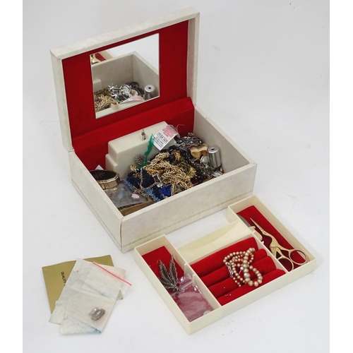 348 - A jewellery box together with a quantity of costume jewellery