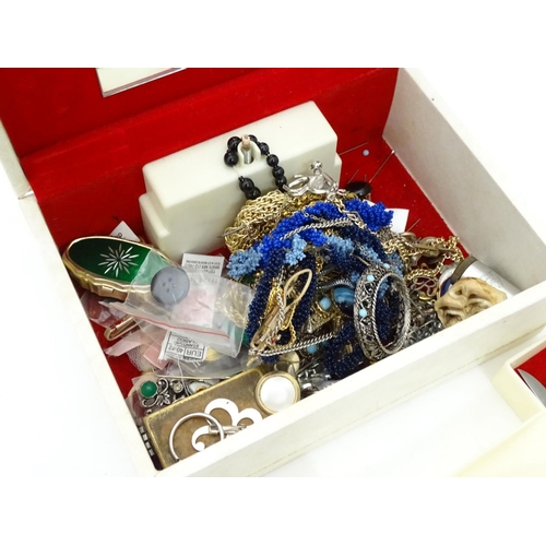 348 - A jewellery box together with a quantity of costume jewellery