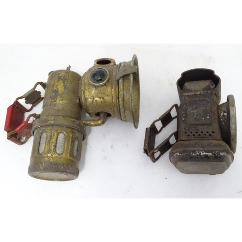 389 - 2 spring mounted lamps / early bike lamps