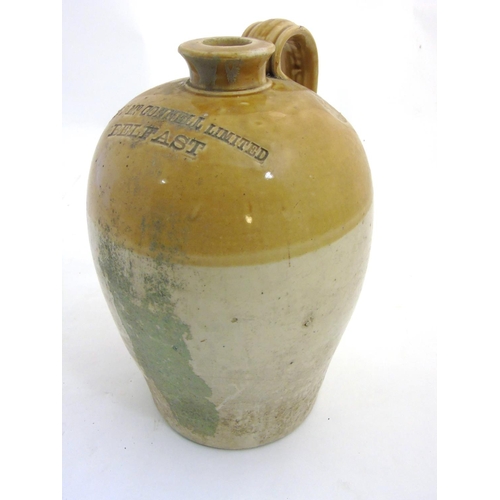 43 - Flagon: A stoneware 2-tone flagon made by Port Dundas Pottery Co. Glasgow for  J & J Mc. Connell Lim... 