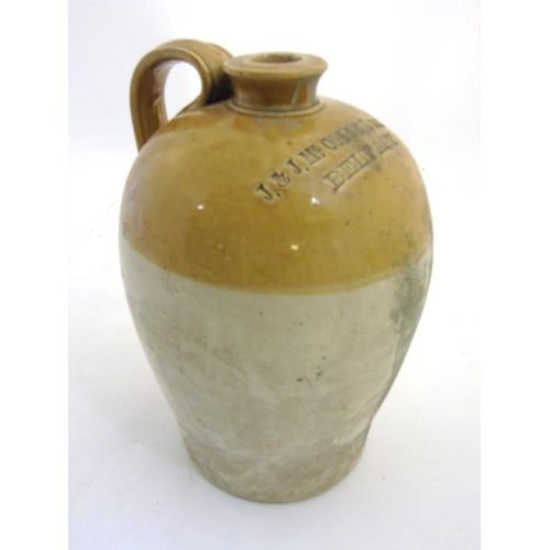 43 - Flagon: A stoneware 2-tone flagon made by Port Dundas Pottery Co. Glasgow for  J & J Mc. Connell Lim... 