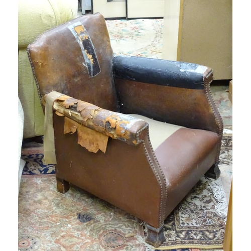 439 - Child's leather chair for restoration