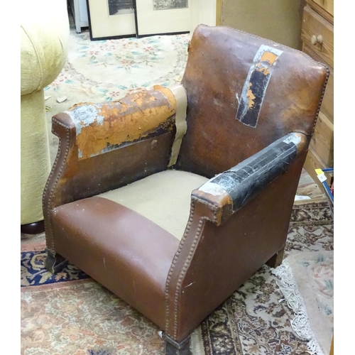 439 - Child's leather chair for restoration