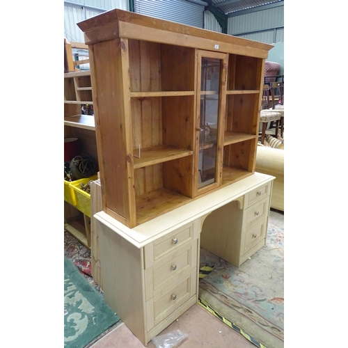 442 - Dresser top with central glazed section, together with a dressing table (2)