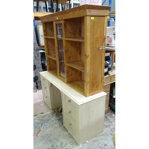 442 - Dresser top with central glazed section, together with a dressing table (2)