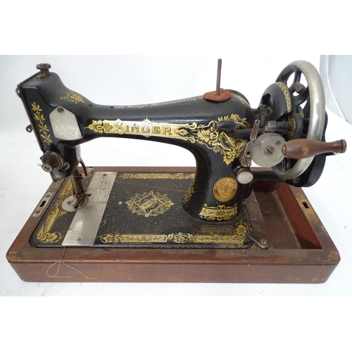 472 - Two sewing machines, one boxed and one treadle (2)