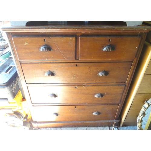 480 - A late Victorian mahogany chest of drawers with shell handles