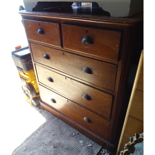 480 - A late Victorian mahogany chest of drawers with shell handles