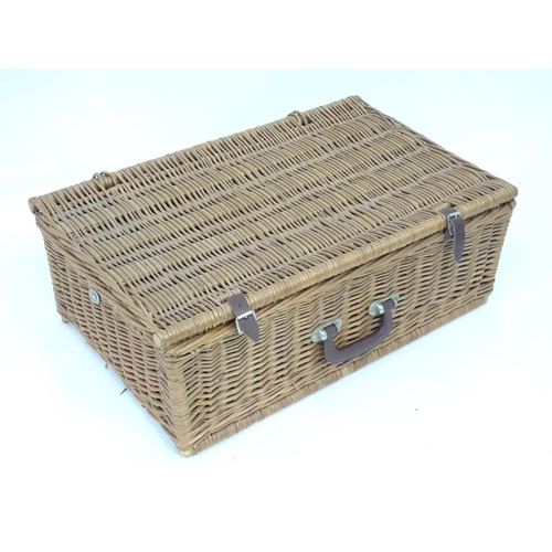 49 - A John Lewis wicker hamper picnic basket and contents