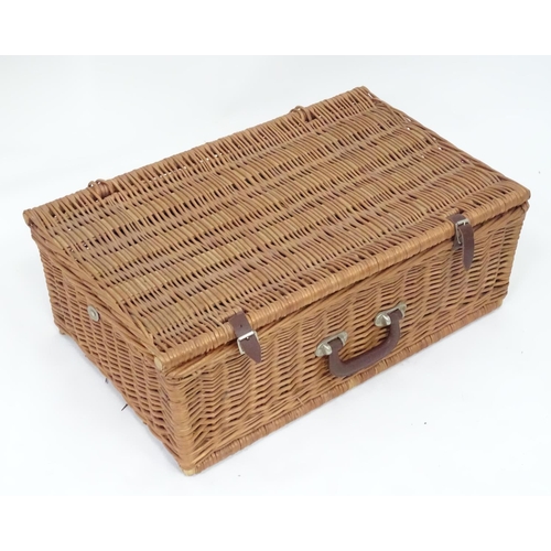 49 - A John Lewis wicker hamper picnic basket and contents