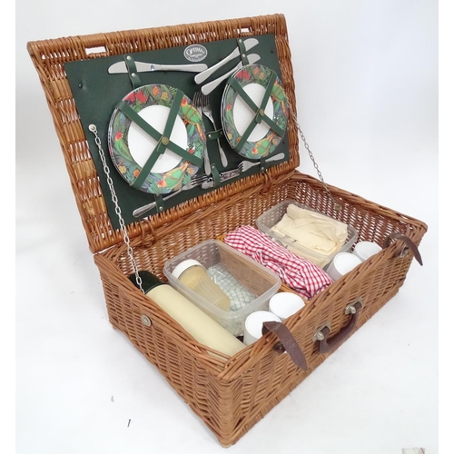 49 - A John Lewis wicker hamper picnic basket and contents