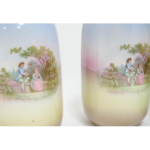 501 - 4 oriental ceramic vases with silver rims