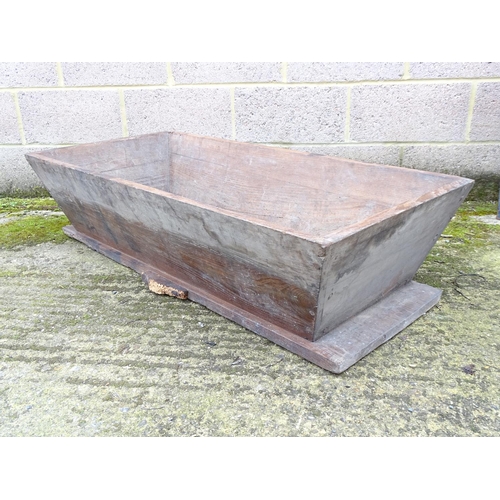 530 - Salvage , Garden and Architectural: a 19thc wooden planter , formerly an elm Dough bin, measuring 47... 