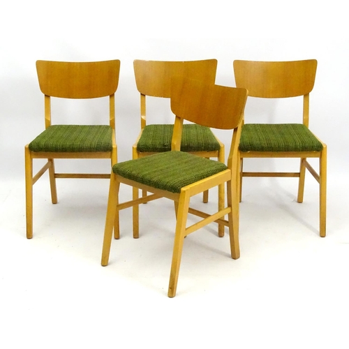 538 - Retro Vintage : a British Meredew drop flap extendable No. 408 table and 4 single chairs in light oa... 