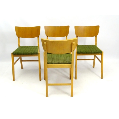 538 - Retro Vintage : a British Meredew drop flap extendable No. 408 table and 4 single chairs in light oa... 