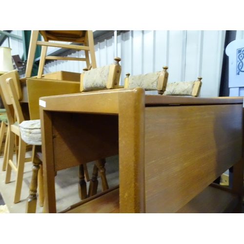 548 - Teak trolley and 3 bar stools