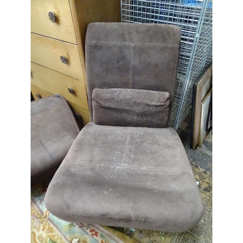 583 - Suede chair and matching footstool