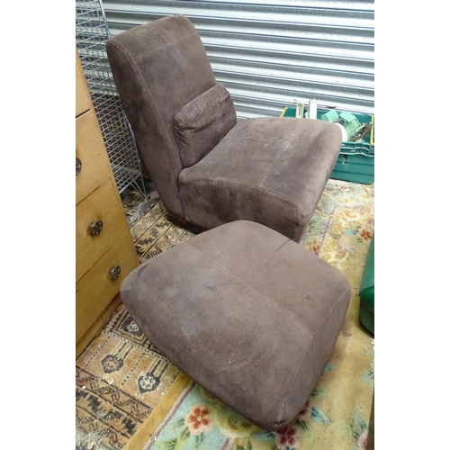 583 - Suede chair and matching footstool