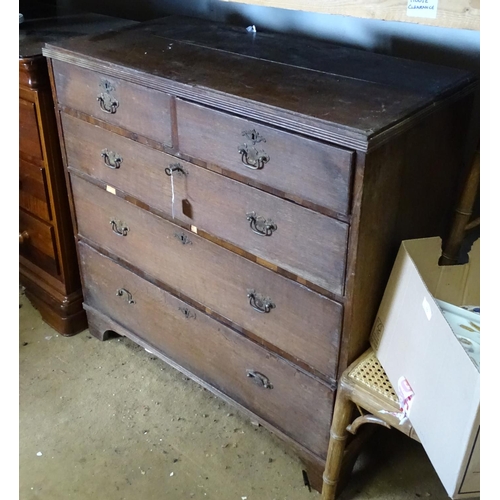 7 - Early 19thC chest of drawers comprising 2 short over 3 long drawers