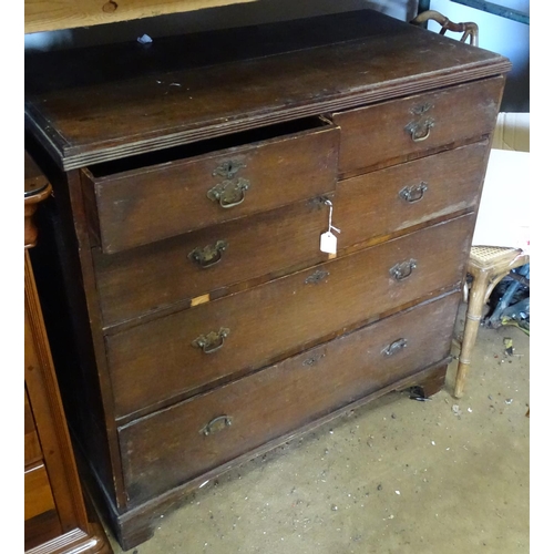 7 - Early 19thC chest of drawers comprising 2 short over 3 long drawers