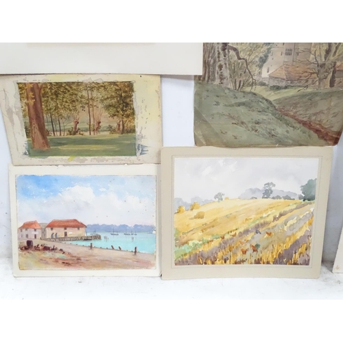 84 - A group of 7 watercolours by various artists, together with an engraving