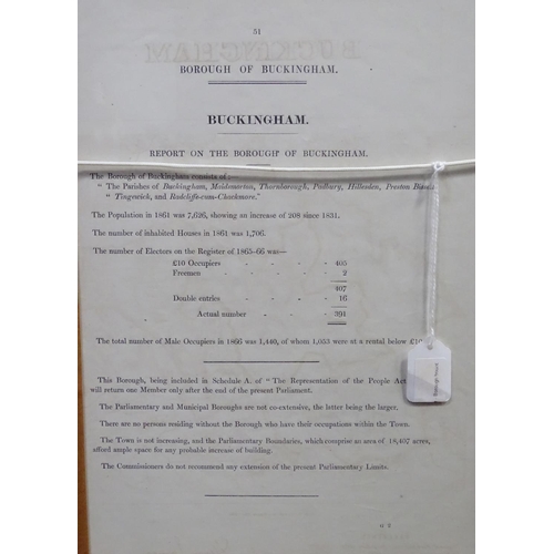 97 - Map: ''Buckingham'' A c1868 map page of Buckingham by Captain R.M Parsons and Colonel Henry James wi... 