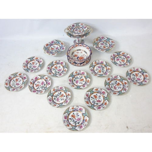 104 - A Coalport / Masons style dessert service including, 12 plates and 4 tazza's together with a Winfiel... 